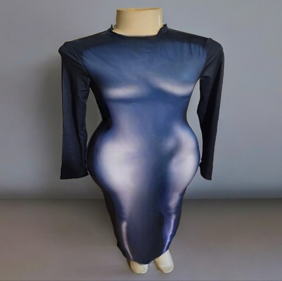 Blue 3D Body Print Dress - Picture 7 of 8
